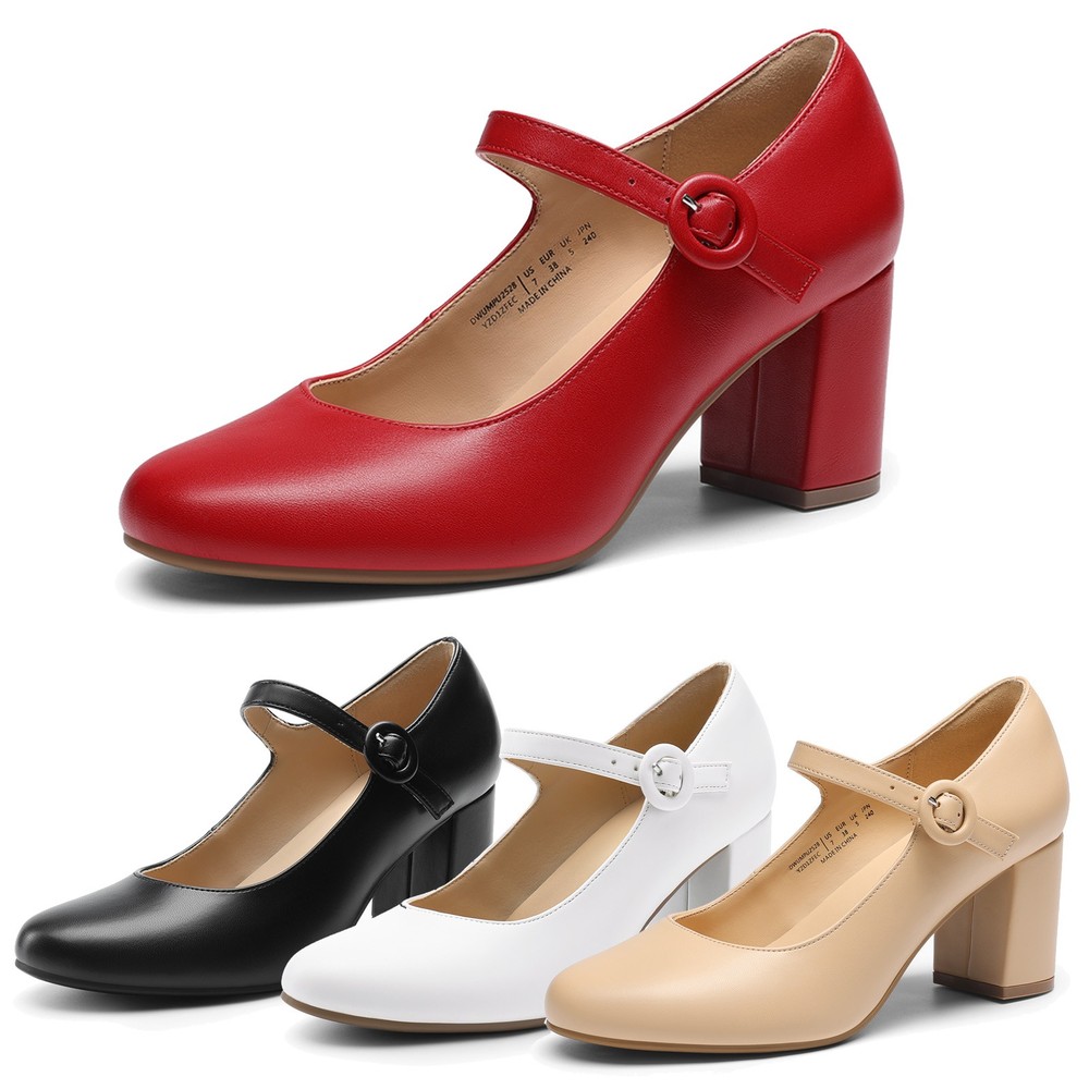 US Women Mary Jane Pumps 2.76 Inch Chunky Heels Wedding Party Shoes