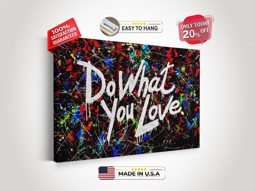 Colorful Abstract Canvas Wall Art BANKSY Do What You Love CANVAS Graffiti Print-image