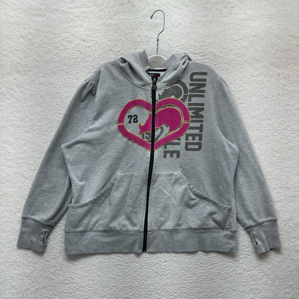 Y2K Vintage Echo Red Plus Size Hoodie Sweatshirt 2X Womens Grey Skater Grunge