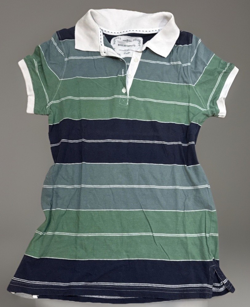 Y2K Mossimo Striped Fitted Polo Shirt for Women Large 90s Grunge Goth Fairycore