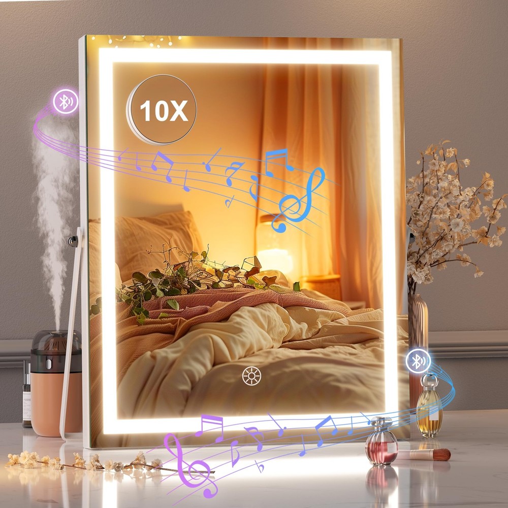 Vanity Mirror with Lights and Bluetooth Speaker, 11.4