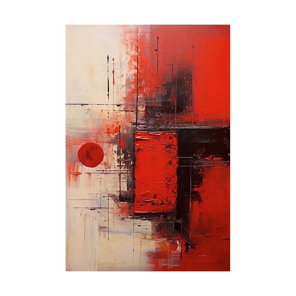 Red Abstract Wall Art Hand Painted Oil Painting On Canvas Thick Textured Art #14