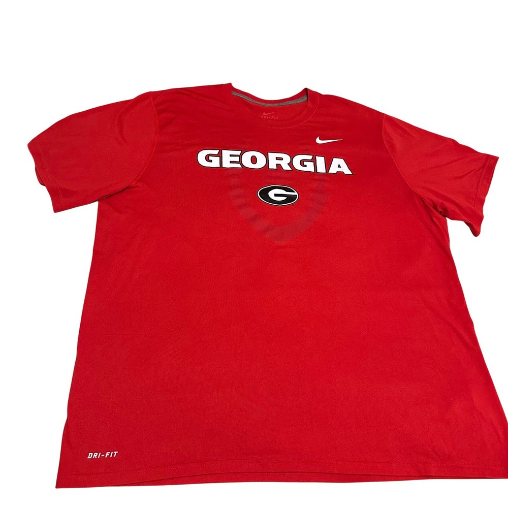 Nike Dri-FIT Georgia Bulldogs T-Shirt Mens XXL Red Short Sleeve UGA Logo Tee