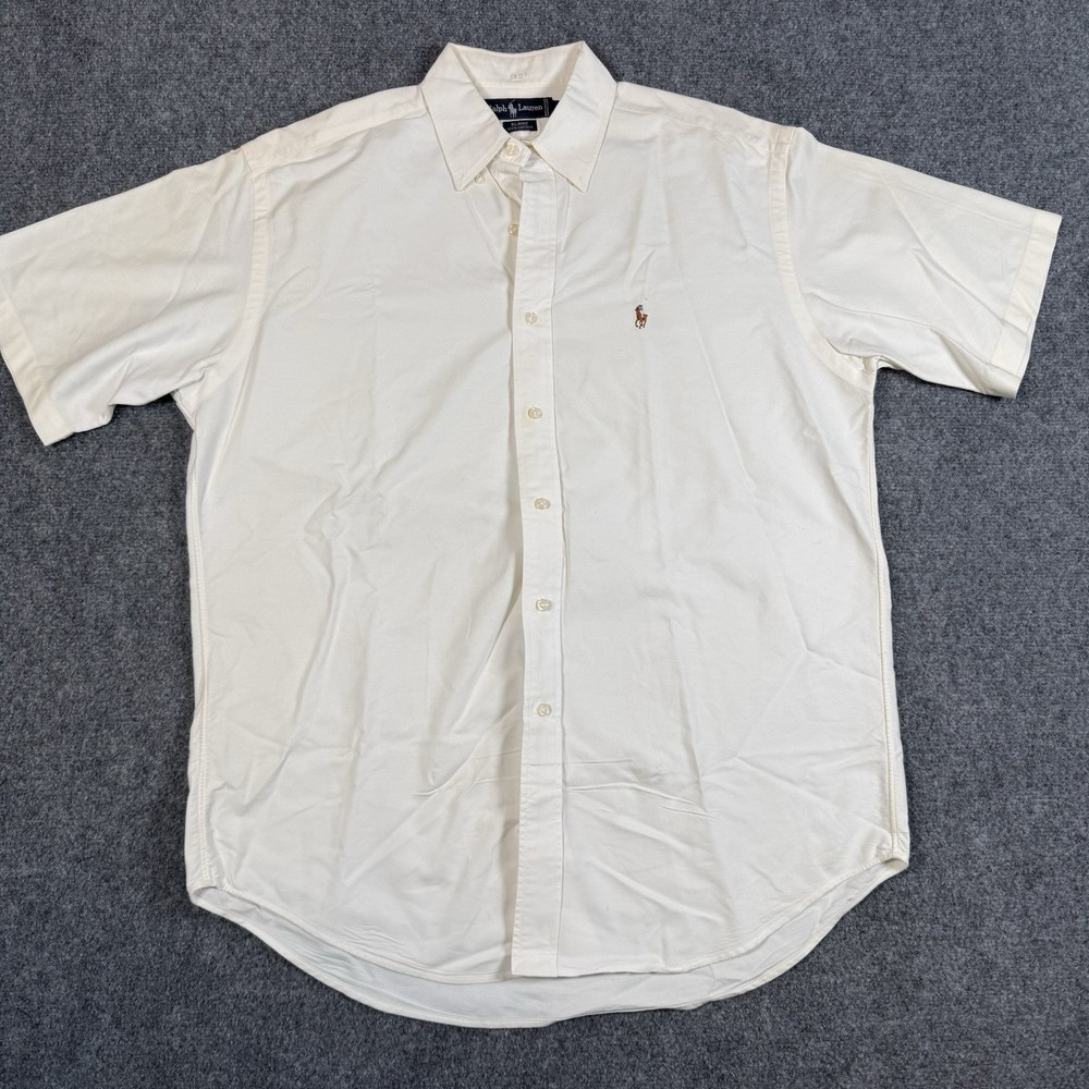 👔 Ralph Lauren Blaire Shirt Men's Medium White Short Sleeve Button Down Cotton