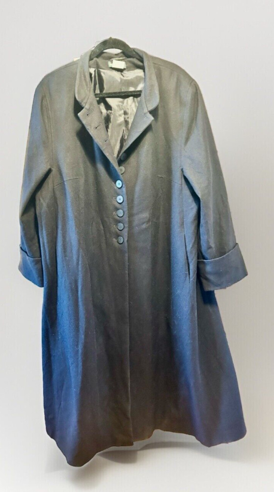 Harve’ Bernard Wool  20W Full Length Black Trench Overcoat VTG Made In Russia