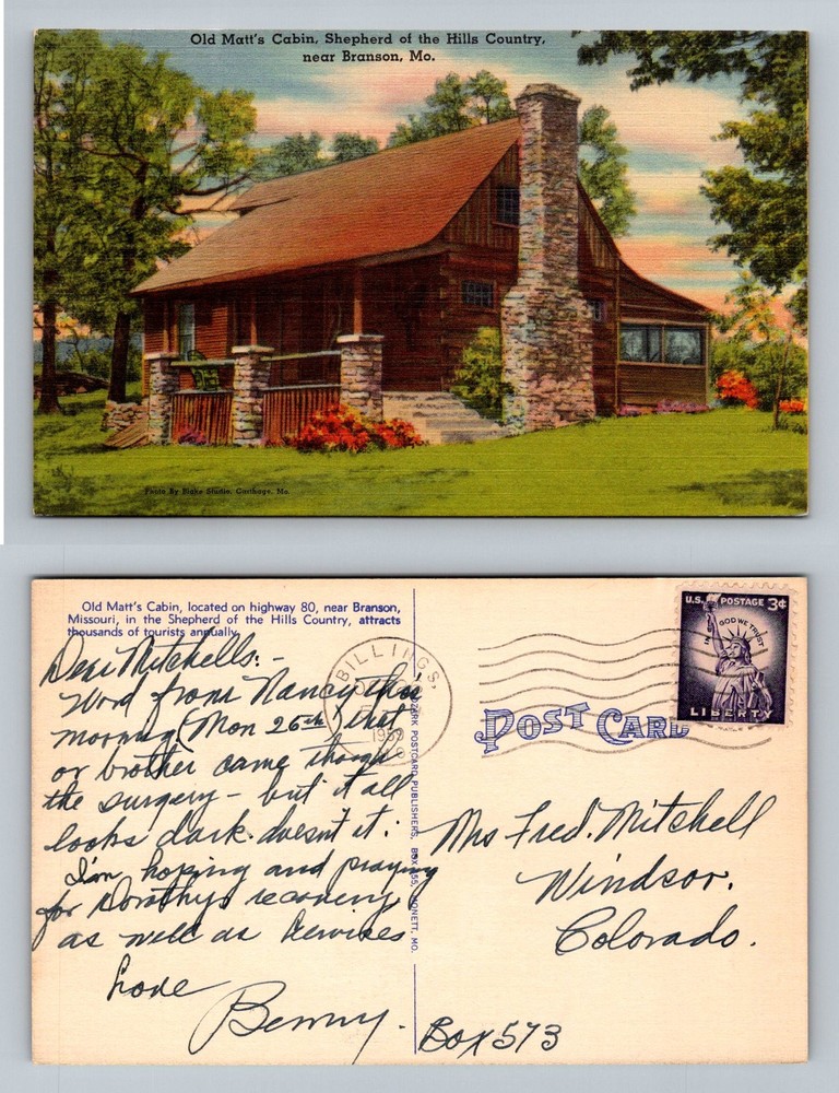 Branson, MO-Missouri, Old Matts Cabin Shepherd Hills Country Vintage Postcard