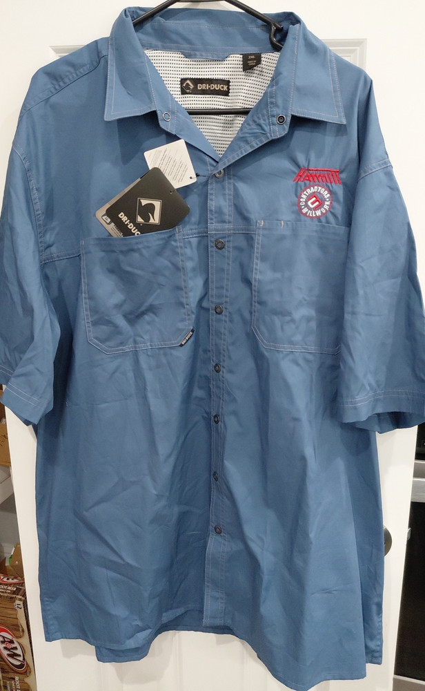 Dri Duck Fishing Shirt -Mens  Blue Short Sleeve Vented Water Resistant - 2XL NEW