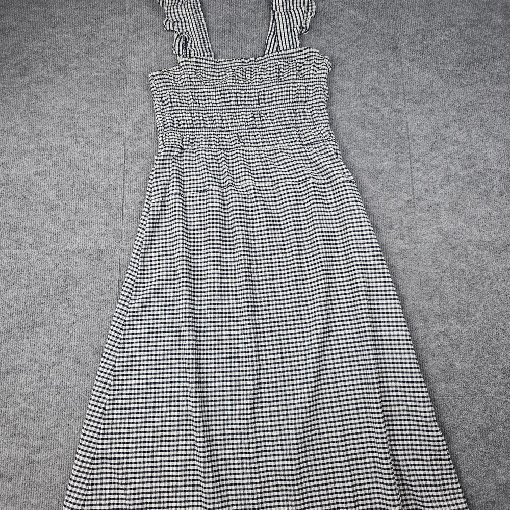 Old Navy Midi Dress Womens Medium Blue Gingham Smocked Cottagecore Peasant Light