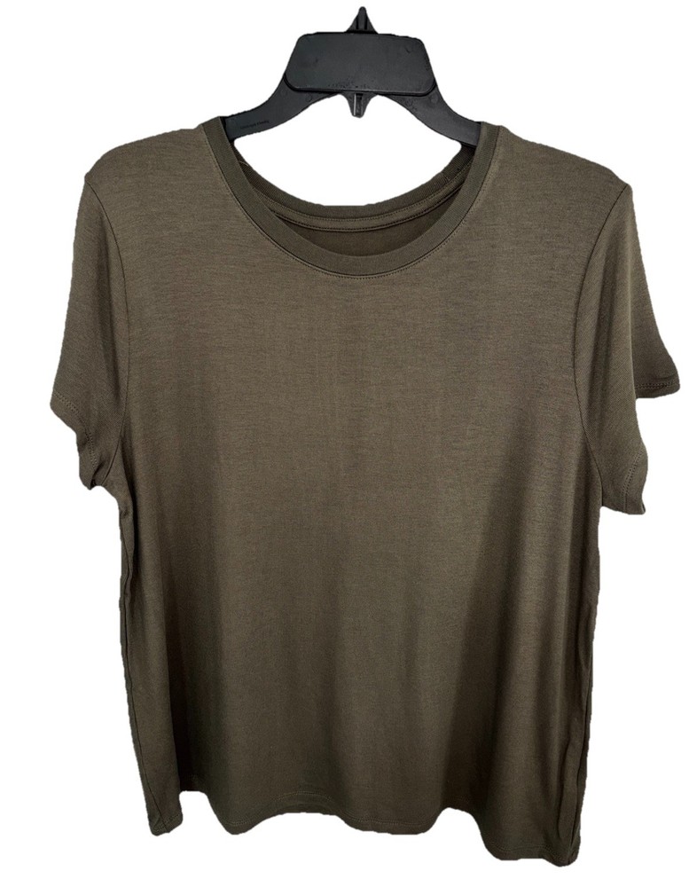 A New Day Green Solid Knit Crew Neck Short Sleeve Pullover T-Shirt L
