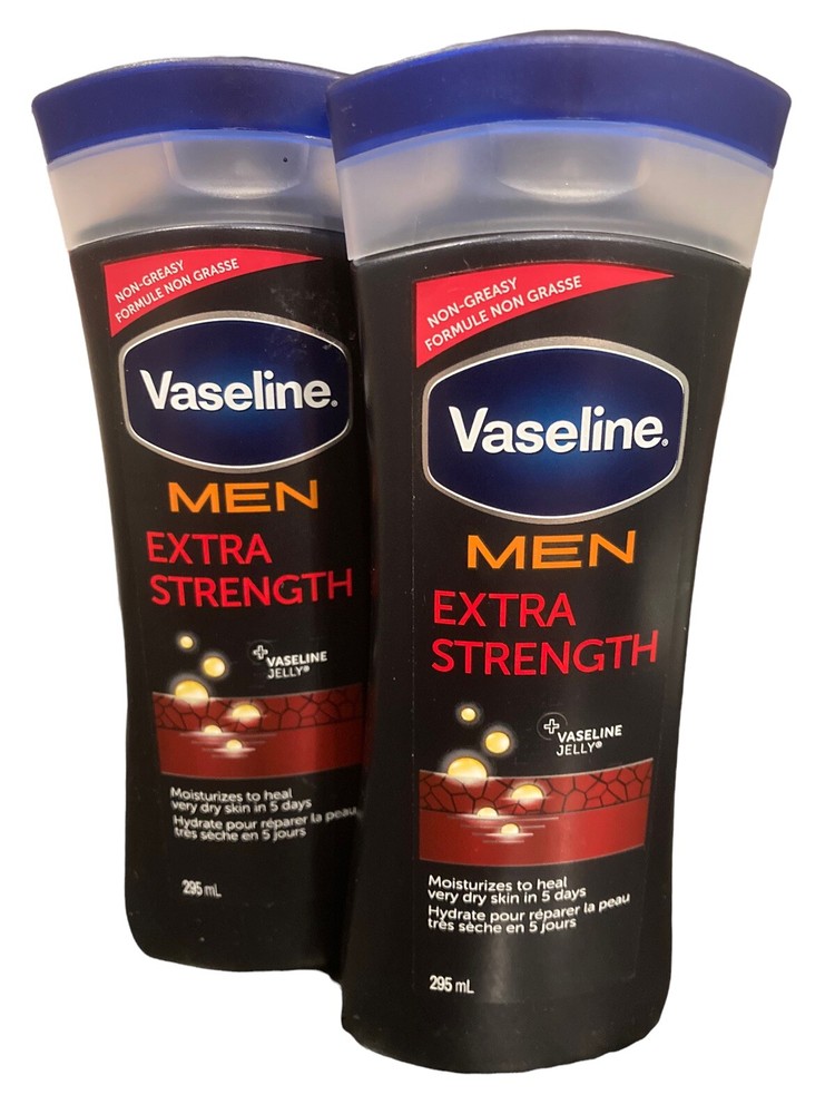 Vaseline Men Extra Strength Moisturizer 295ml Twin Pack for Healing Dry Skin