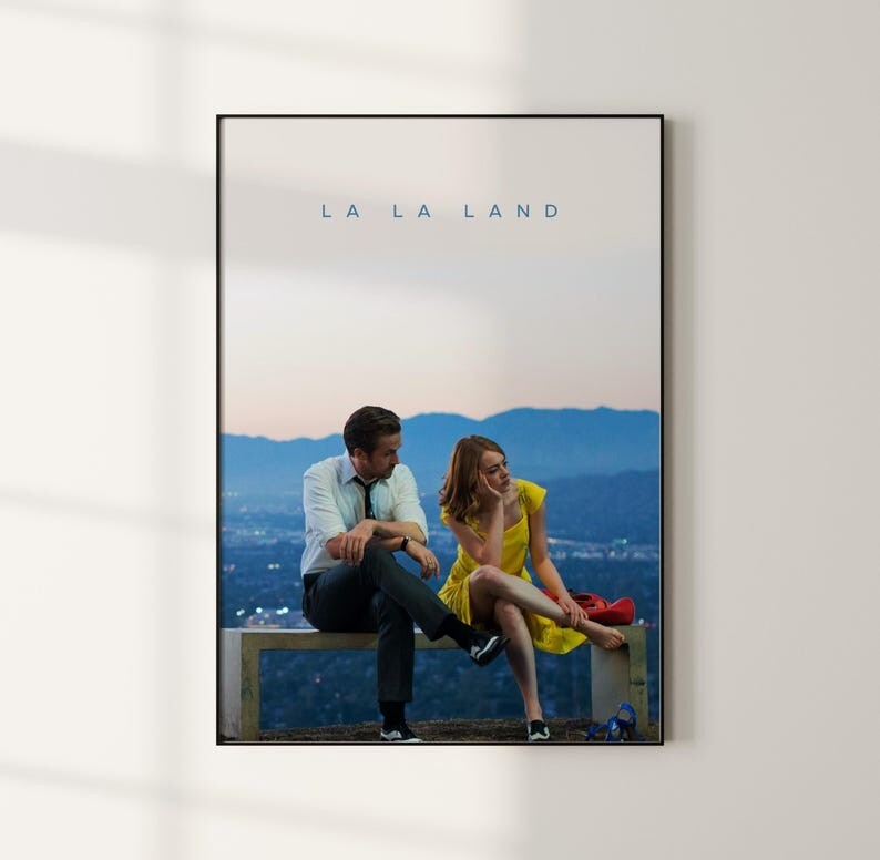 La La Land Minimalist Movie Poster Featuring Mia Sebastian Ryan Gosling 2025 Film Art