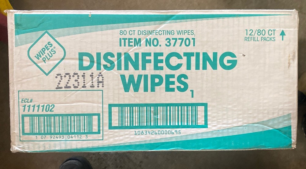 One Box w/ 12 Packs Disinfecting Surface Wipes Item No. 37701 - 80 Sheets/Pack