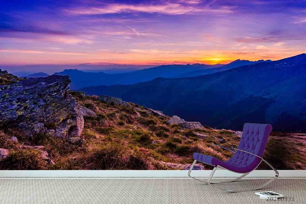 3D Sky Mountain Sunset Landscape Wall Murals Wallpaper Murals Wall Sticker