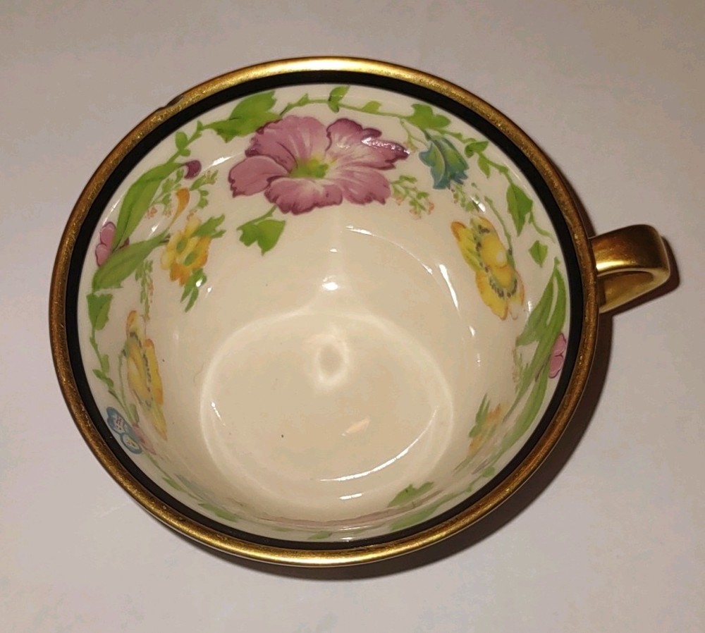 Morgan China Floral Tea Cup Gold Trim Decorative with Handle