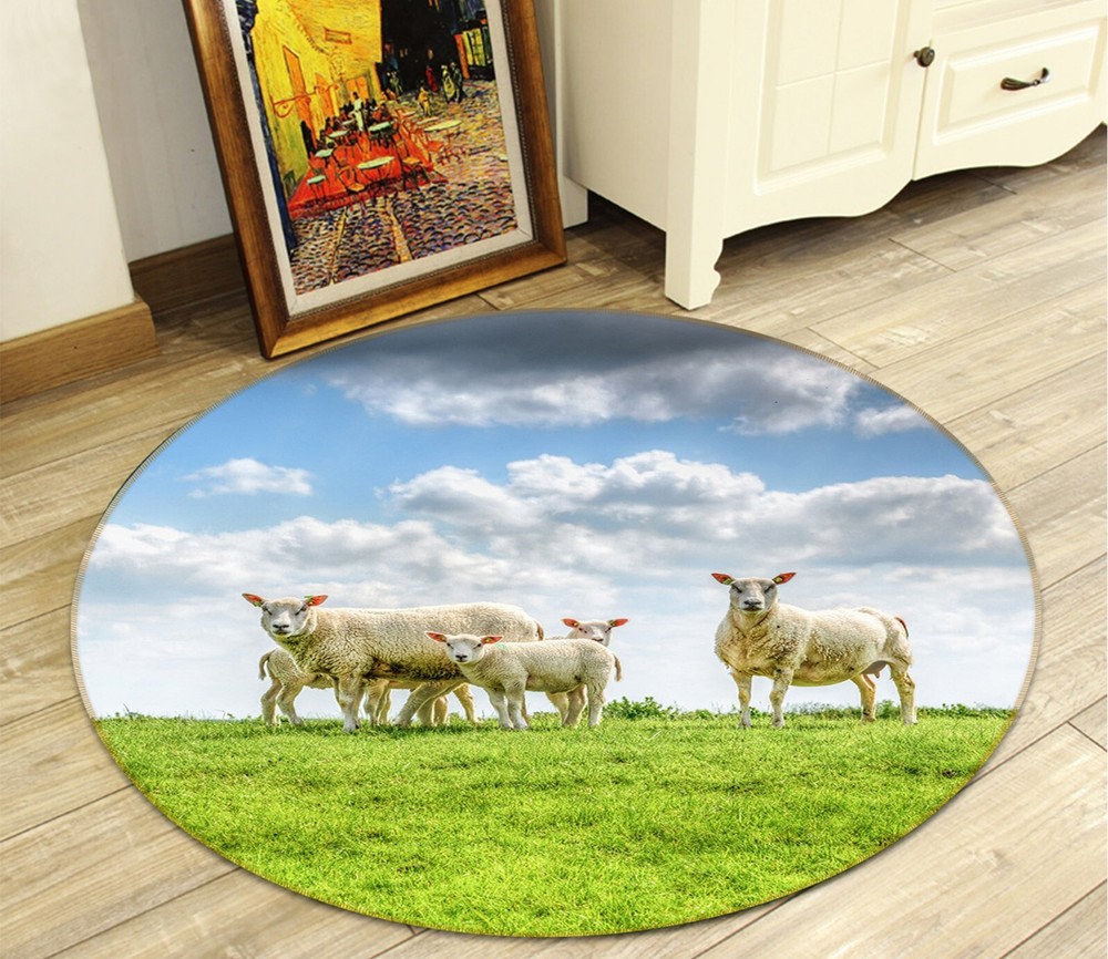 3D Grassland Sheep AHO186958 Animal Non Slip Rug Mat Elegant Photo Carpet Romy