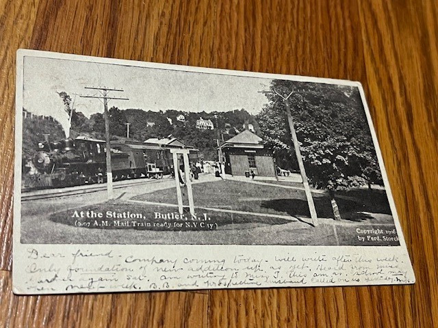 1908 Butler NJ Station Mail Train New York City Railroad Used Undivided Postcard