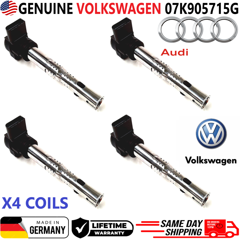 OEM GENUINE VW x4 Ignition Coils For 2005-2015 Volkswagen & Audi, 07K905715G