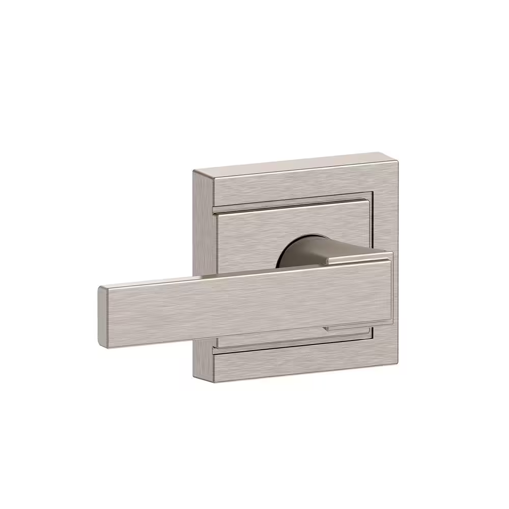 Northbrook Satin Nickel Passage Door Handle with Upland Trim for Hall or Closet