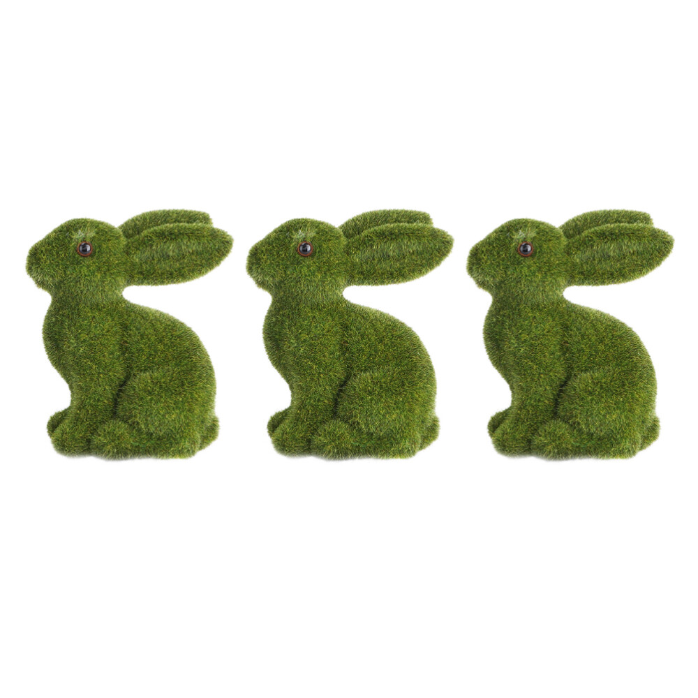 3 Pcs Easter Furry Flocked Bunny Rabbit Ornament Table Decoration Desk
