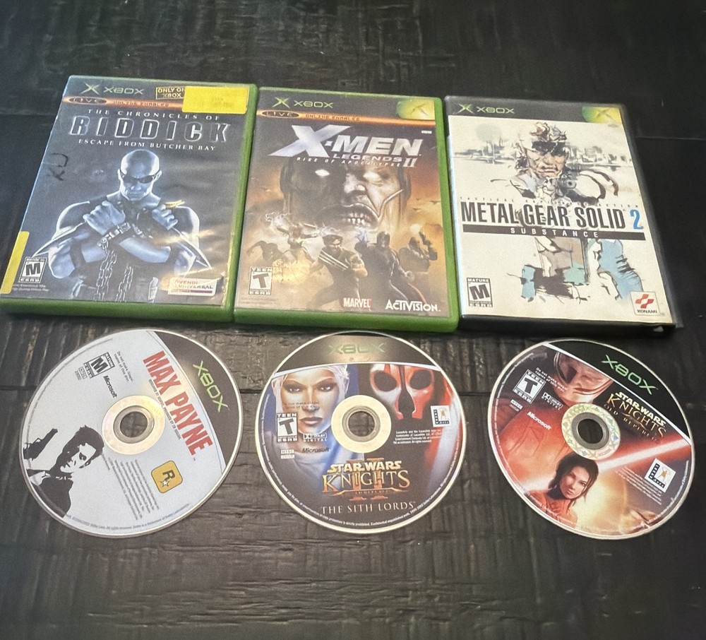 Original Xbox Lot 6 Games KOTOR 1 2 Max Payne Riddick AS IS Needs Resurfacing