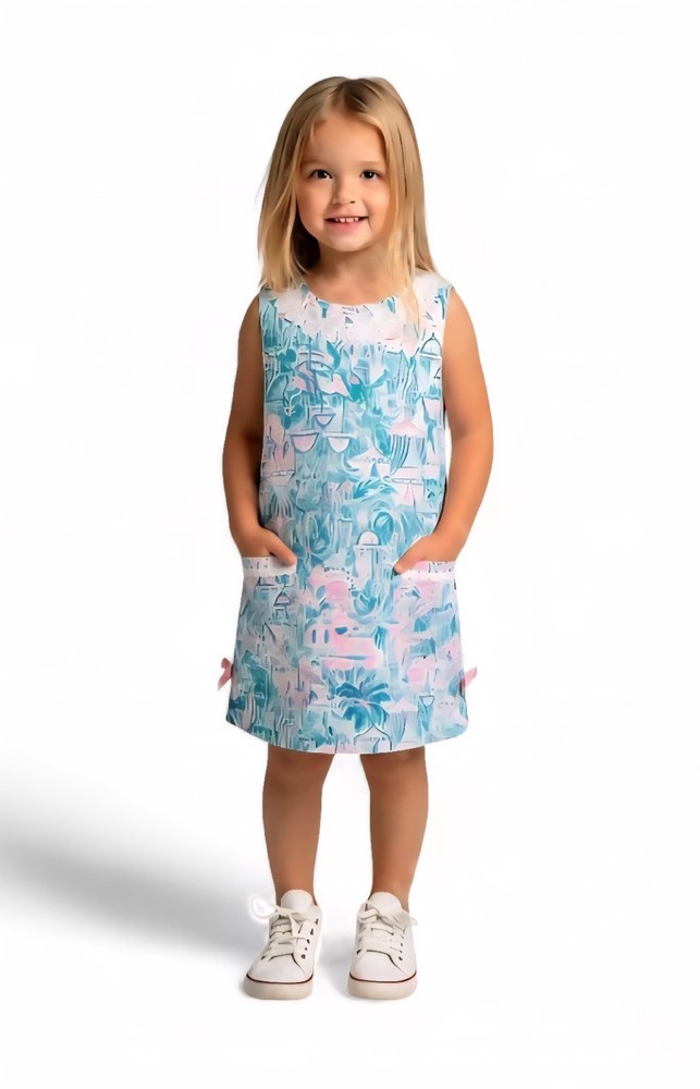 Lilly Pulitzer Girls Sz 7 Shift Lined Multi-colored Pockets Bows Hidden Figures
