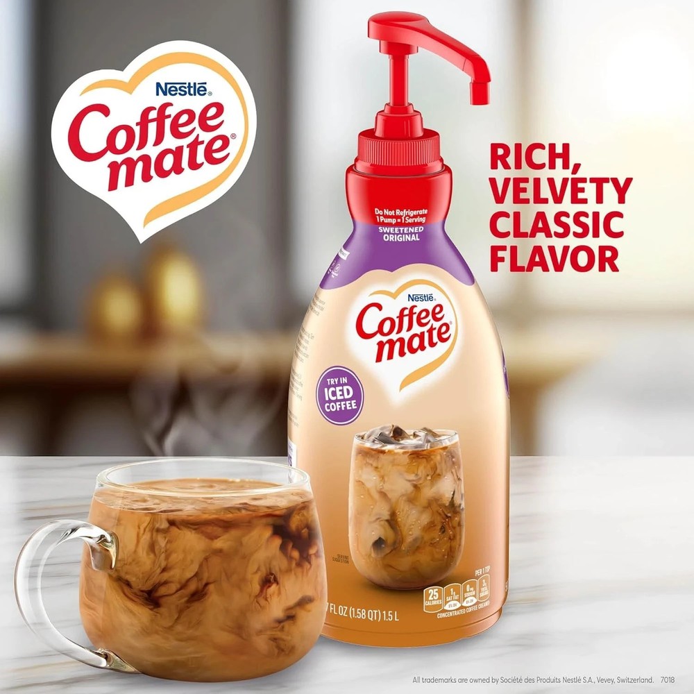 Nestle Coffee mate Creamer, Sweetened Original, 50.7 Fl Oz (Pack of 2)-Exp APR26