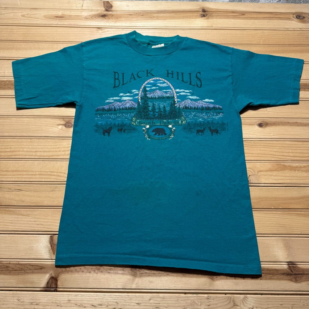 Vintage 90s Black Hills South Dakota Nature Wildlife T-Shirt USA Made - Medium