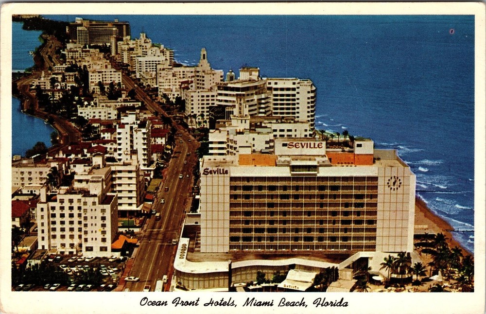 Miami Beach MI-Michigan, Ocean Front Hotels, Aerial, Vintage Postcard