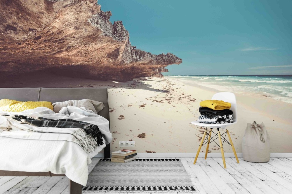 3D Sky Beach Rocks Landscape Wall Murals Wallpaper Murals Wall Sticker