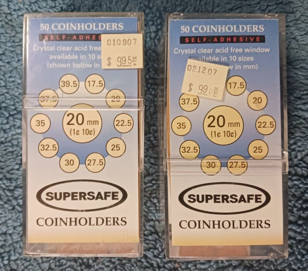 Super Safe Coin Holders Acid Free Self Adhesive Penny Dime Seal 100 Holders 2 Pk-image