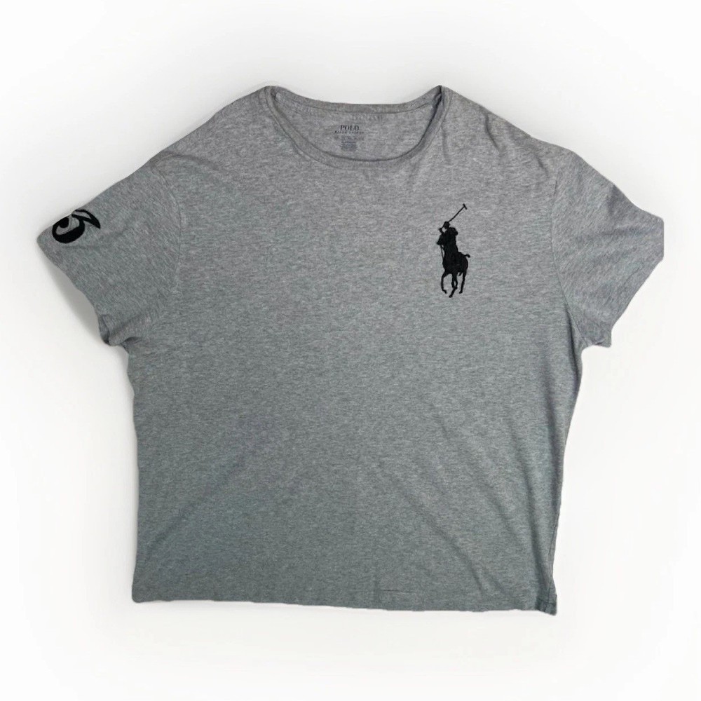 Polo Ralph Lauren Big Pony T-Shirt XXL Gray Classic Fit Tee #3 Sleeve Logo