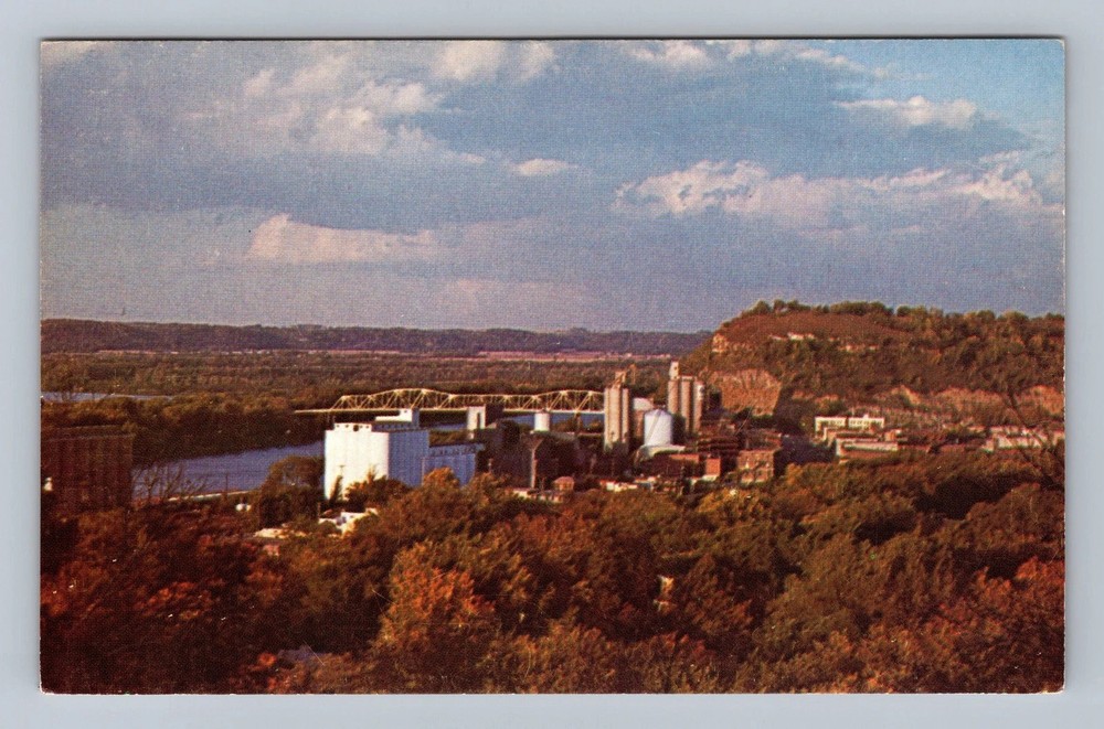 Red Wing MN-Minnesota Aerial Downtown Barn Bluff Vintage Postcard
