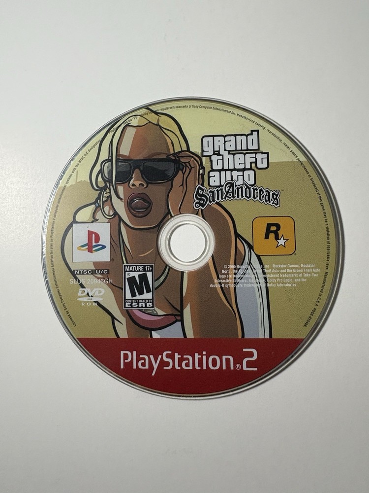 Grand Theft Auto San Andreas (Sony PS2, 2004) Loose Game Disc Only Tested
