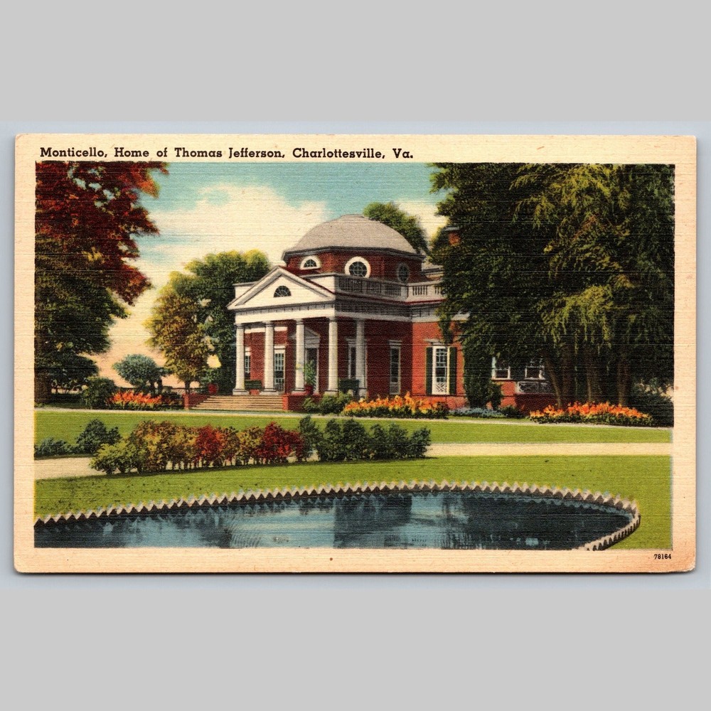 Postcard Monticello Home of Thomas Jefferson Charlottesville VA