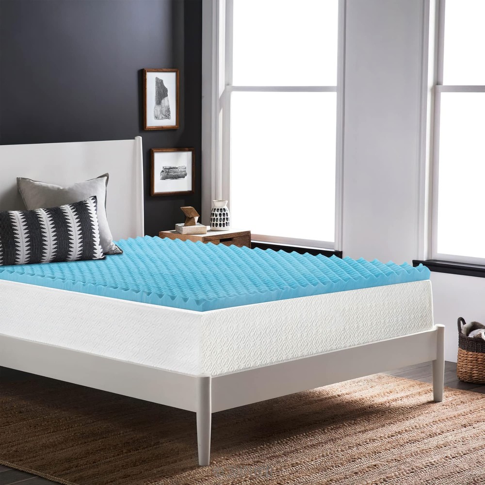 , 2-Inch Premium Convoluted Memory Foam Toppers for Enhanced Comfort and Supp...
