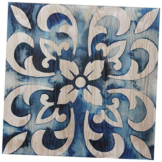 Abstract Giclee Wall Art on Hand-Finished Ash Wood Cobalt Tile II-image
