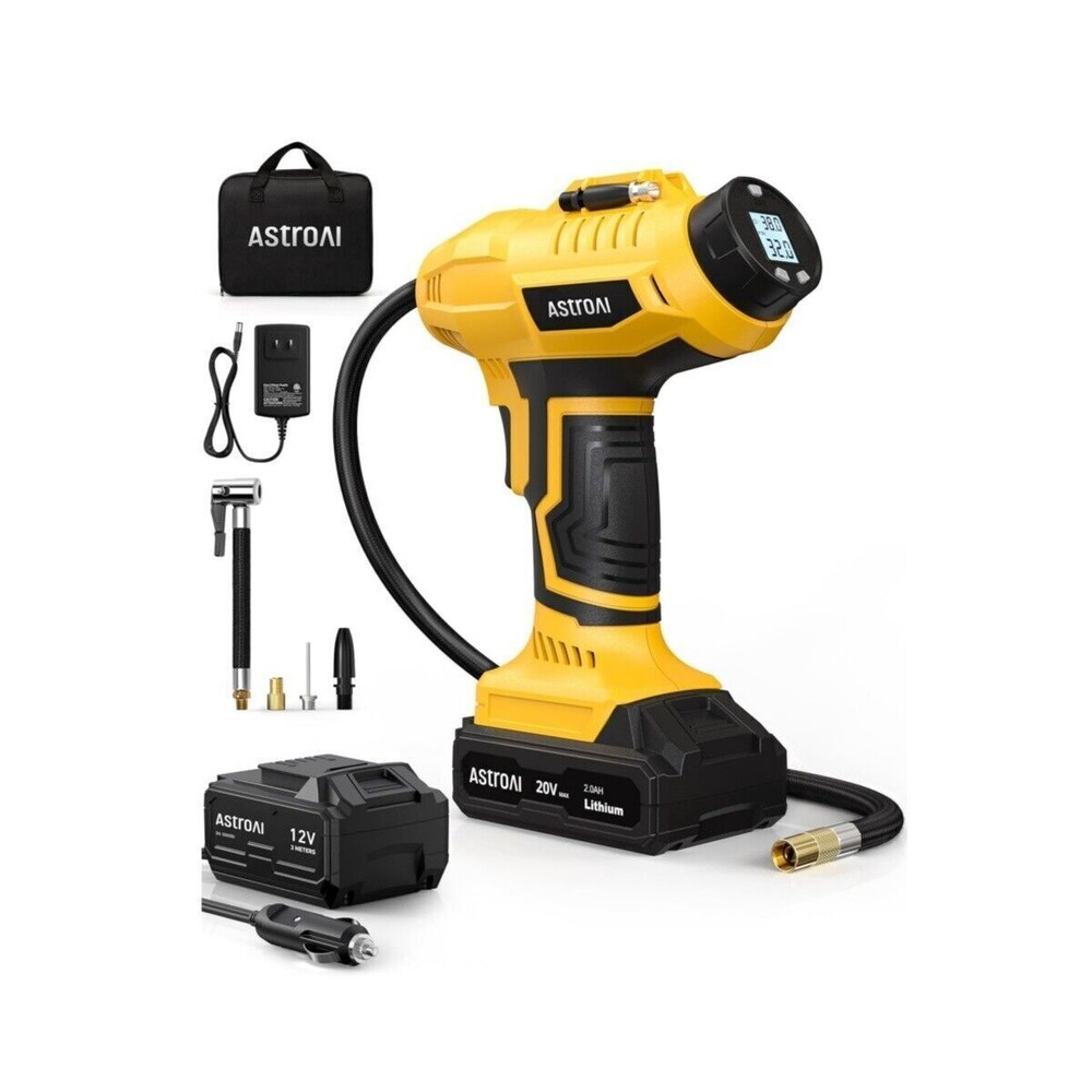 AstroAI Cordless Tire Inflator Air Compressor 20V Rechargeable Battery Powered