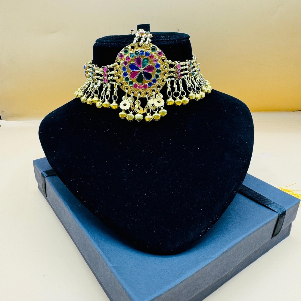 Vintage Afghani Matha Patti: Kuchi Tribal Headpiece with Glass Jewels