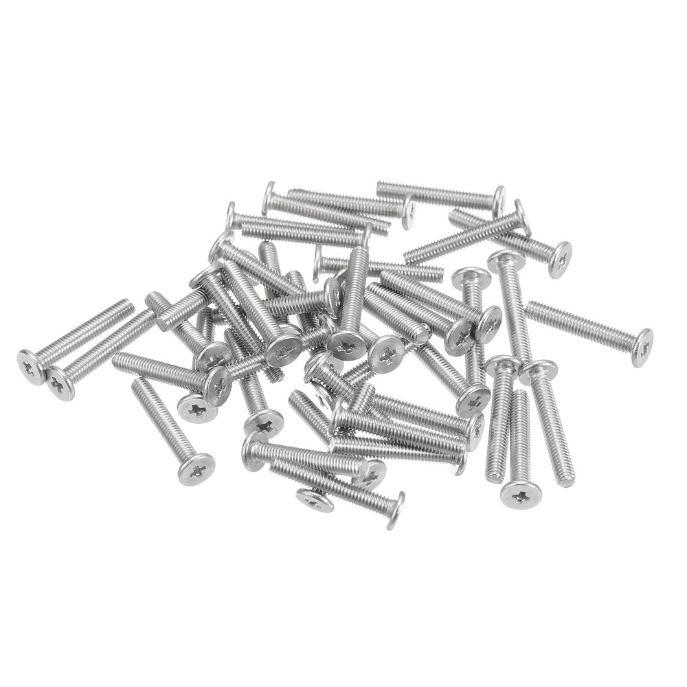 M3-0.5 x 18mm 100Pcs Metal Flat Round Head Screws Phillips Drive Machine Bolt