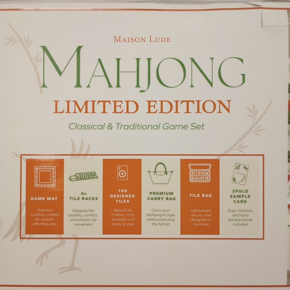 Maison Lude Mahjong  Limited Edition 160 Tile Set With Mat & Accessories New Box