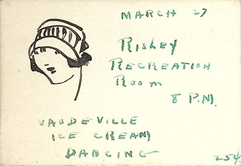 Antique Risley Recreation Room Dance Vaudeville Ice Cream March 27 Event Card