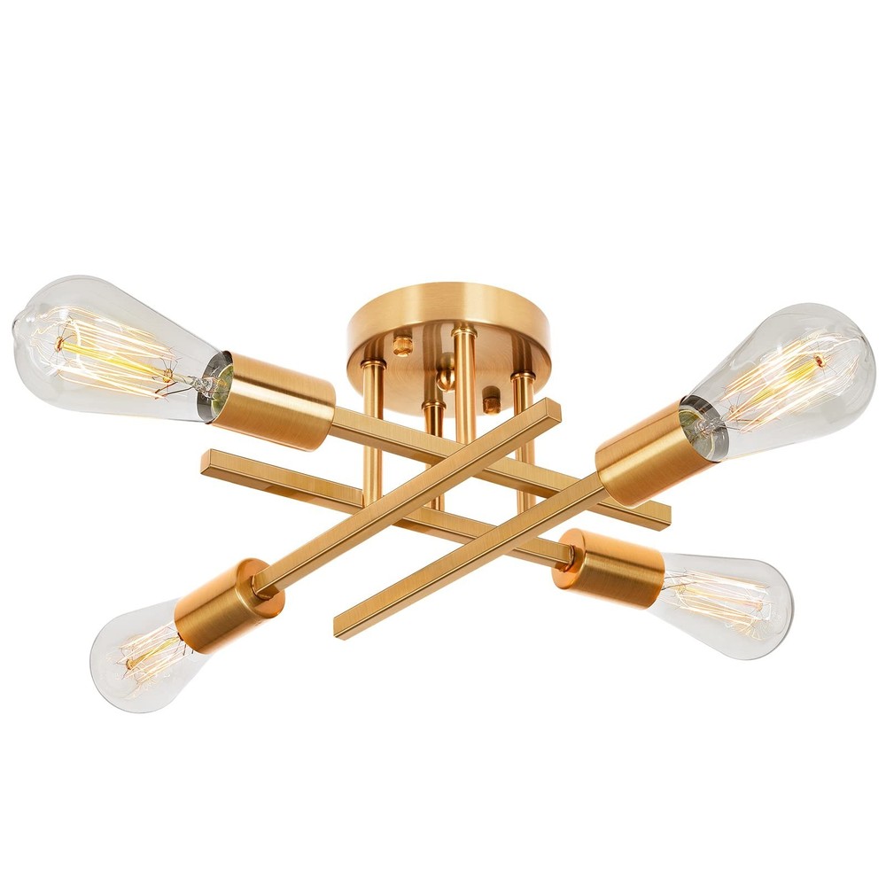 SunRider Industrial 4-Light Semi Flush Mount Ceiling Light Fixture, Modern Li...