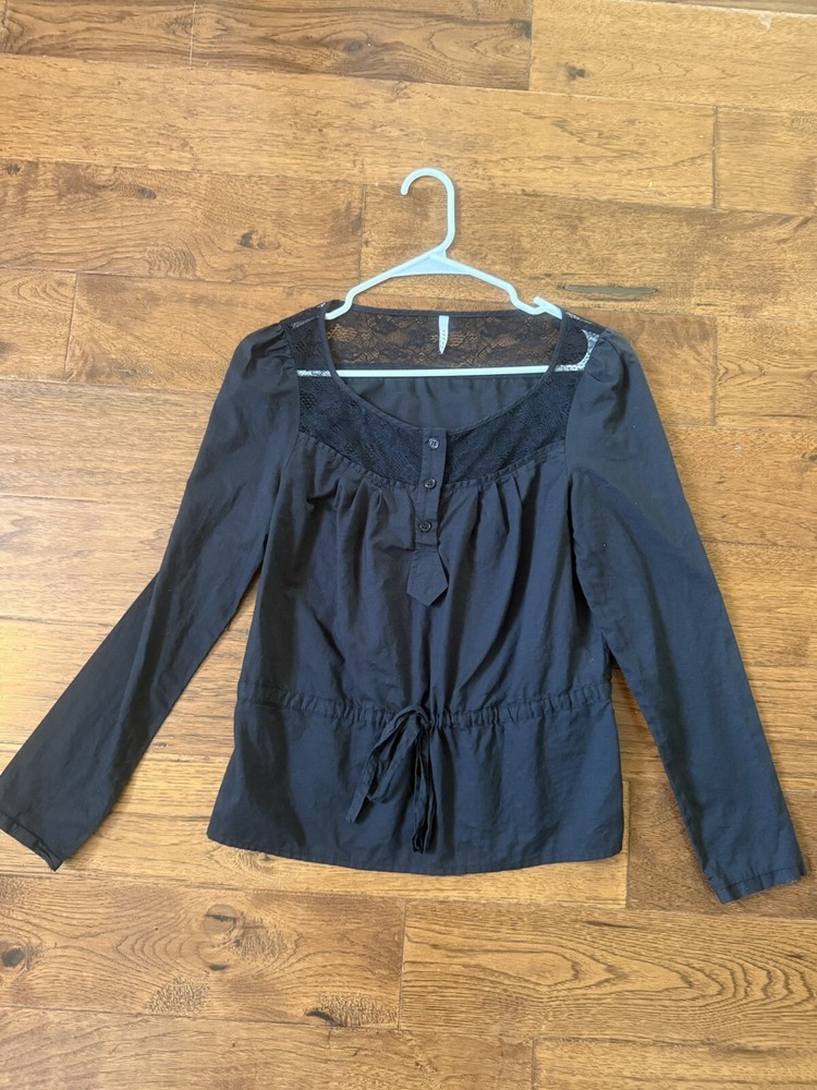 Veena Black Lace Blouse Summer Workwear Small Size
