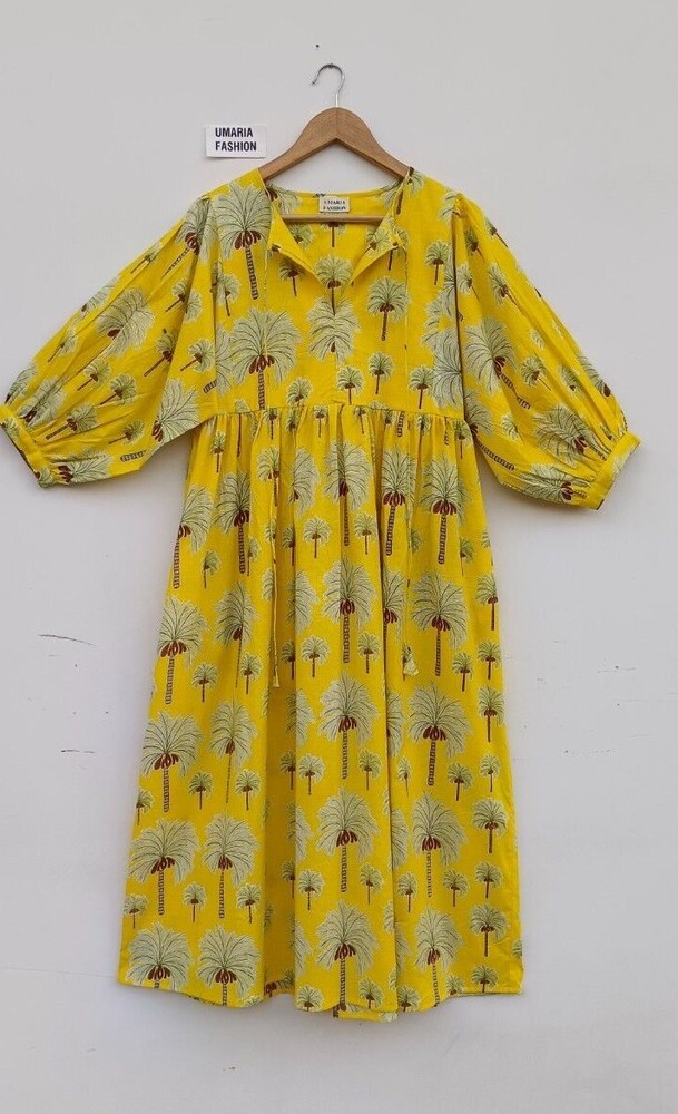 Cotton Block Printed Dress Block Print Dress, Indian Tunics, Hand Printed Dress,