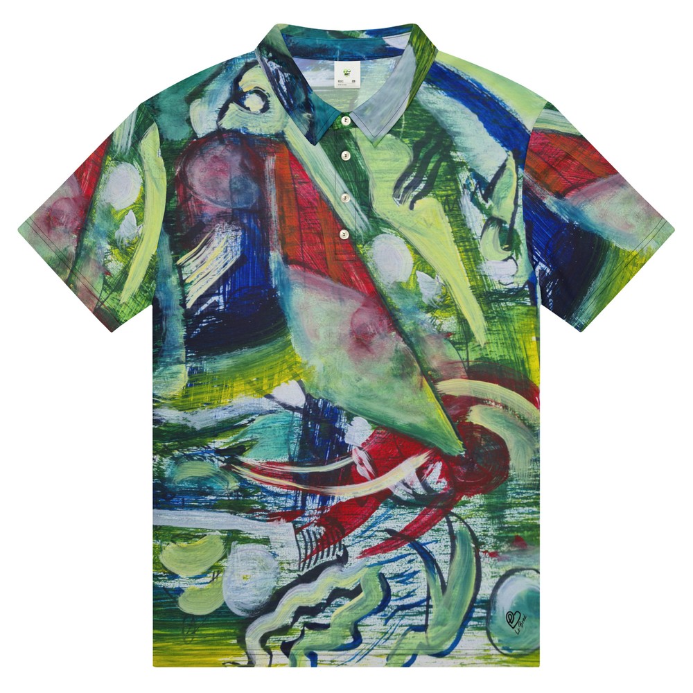 Men’s slim fit designer polo t-shirt 'Evolution' by LeBrad ART