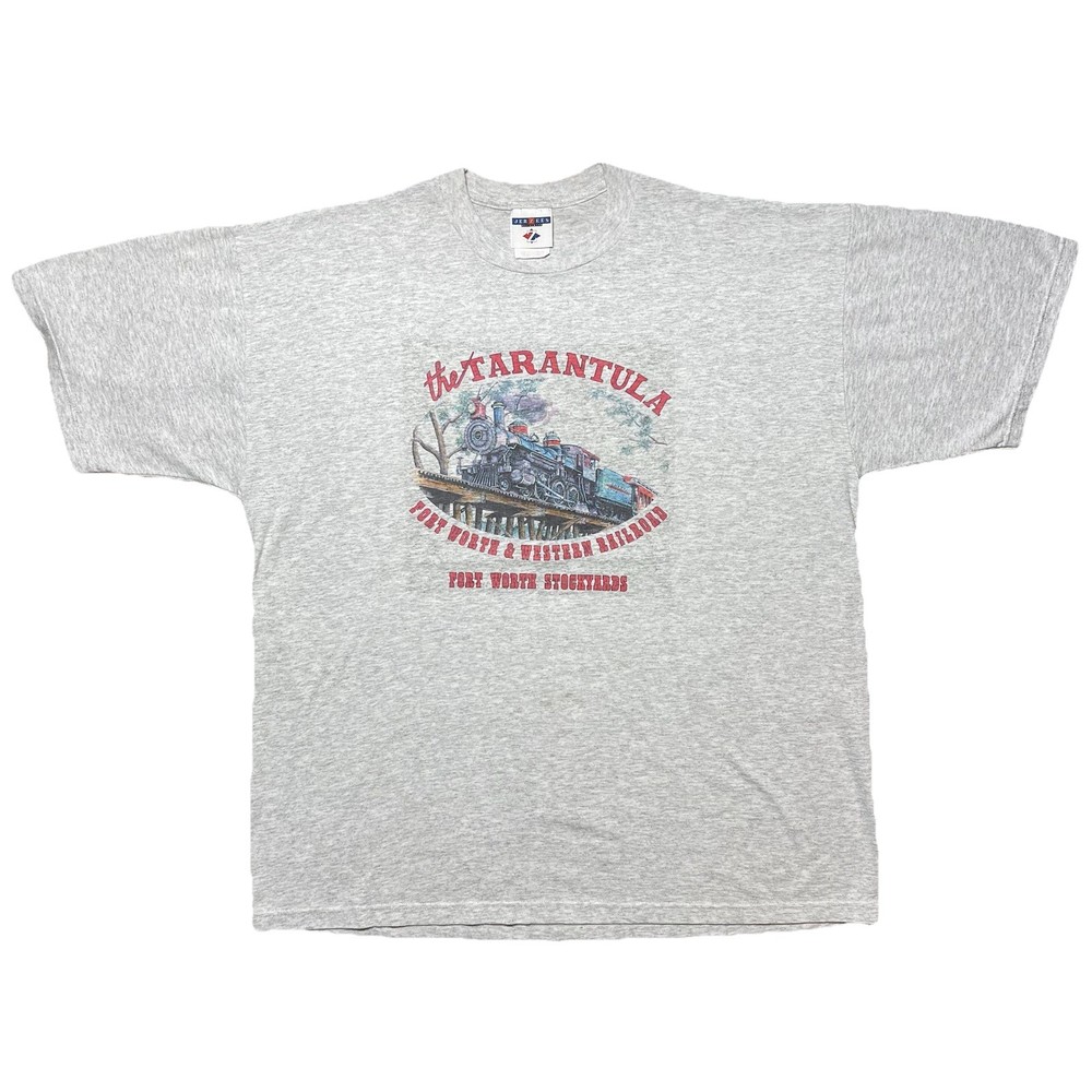 Vintage 90s Fort Worth Stockyards Tarantula Railroad T Shirt XL Gray Train
