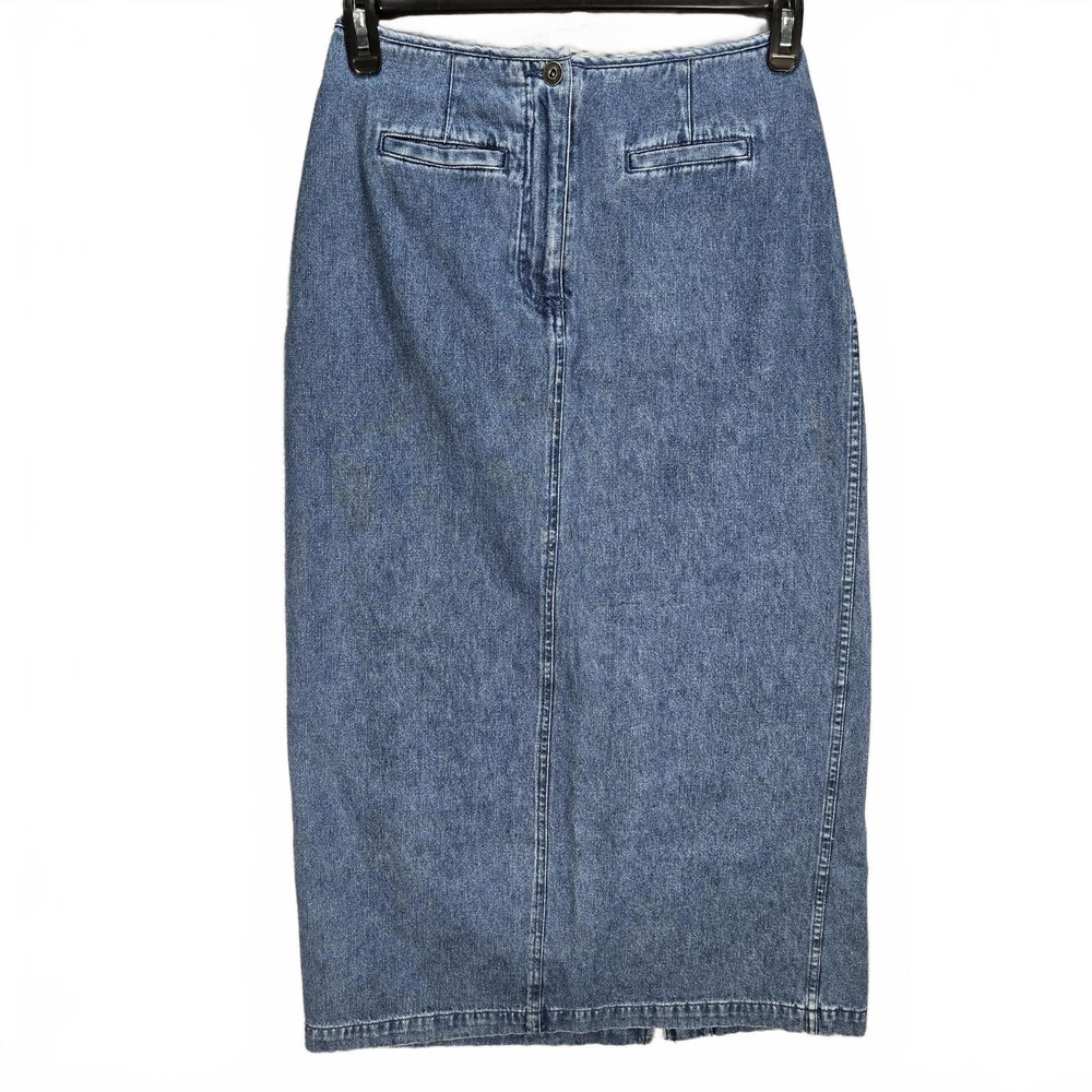 Christopher & Banks Vintage Denim Midi Skirt Size 6 Blue Jean Boho Minimalist