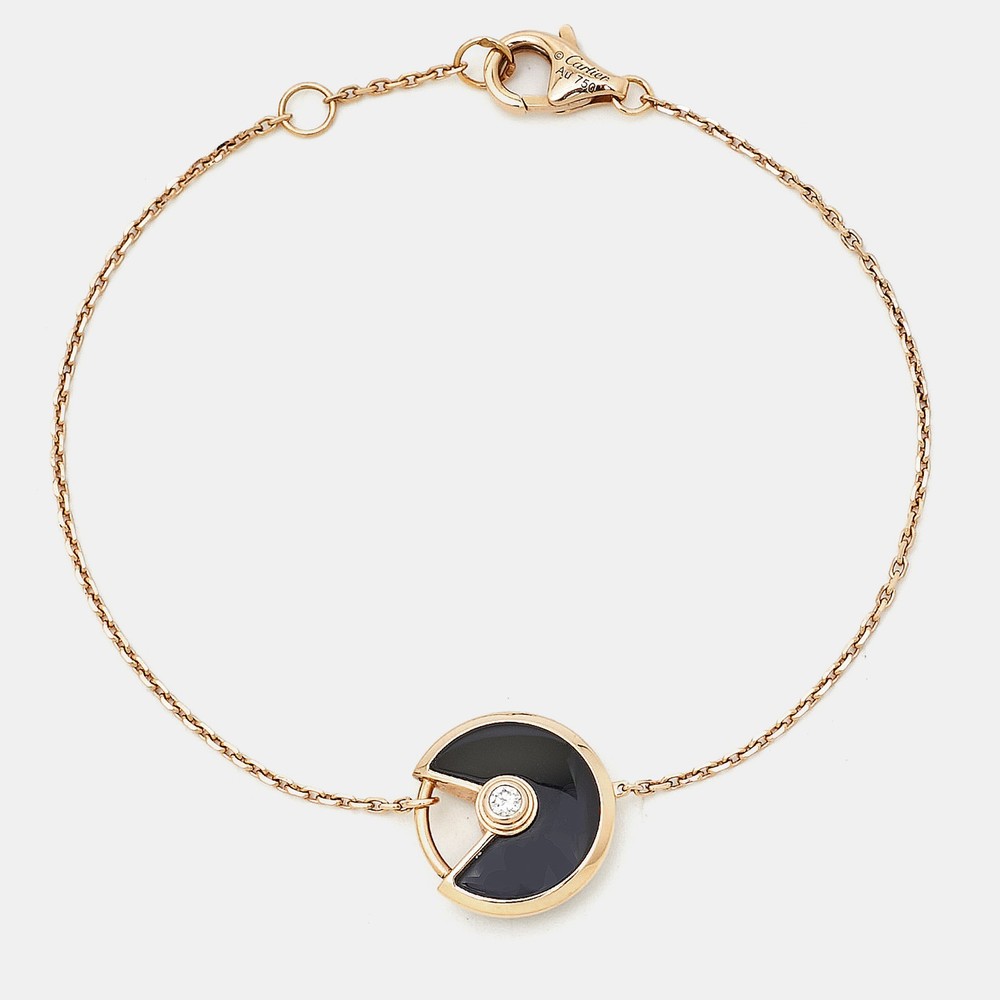 Cartier Amulette De Cartier XS Onyx Diamond 18K Rose Gold Bracelet