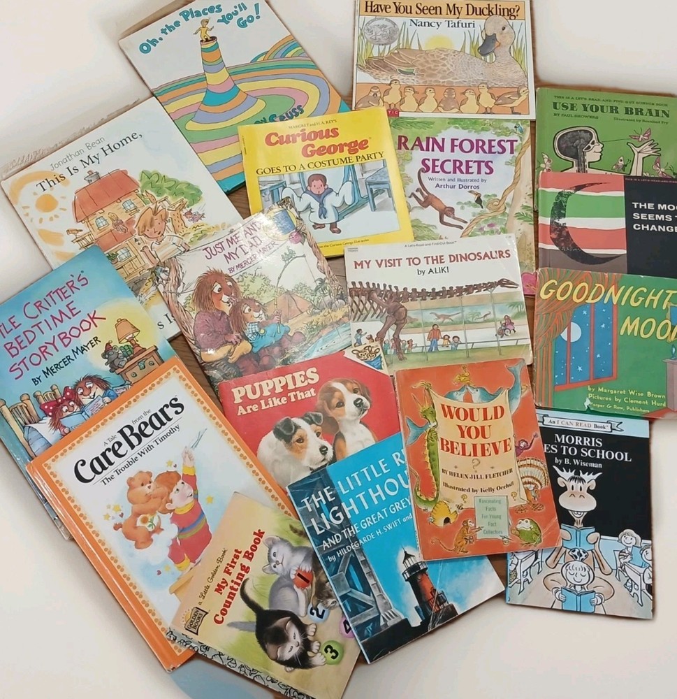 Vintage Kids Book Collection Lot Mixed Hardcover & Paperback Early Reader Bundle