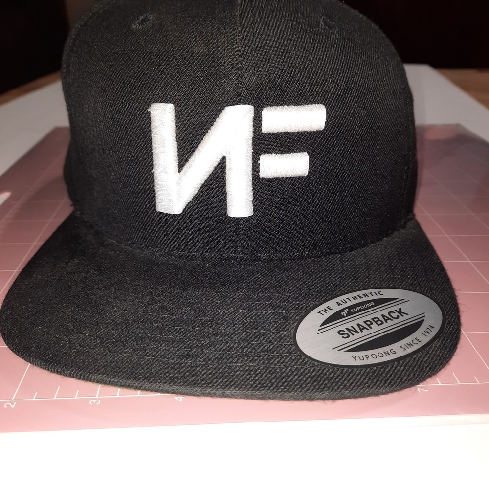 NF Hat Cap Snapback OSFM Black Hip Hop Rapper Flat Bill Yupoong